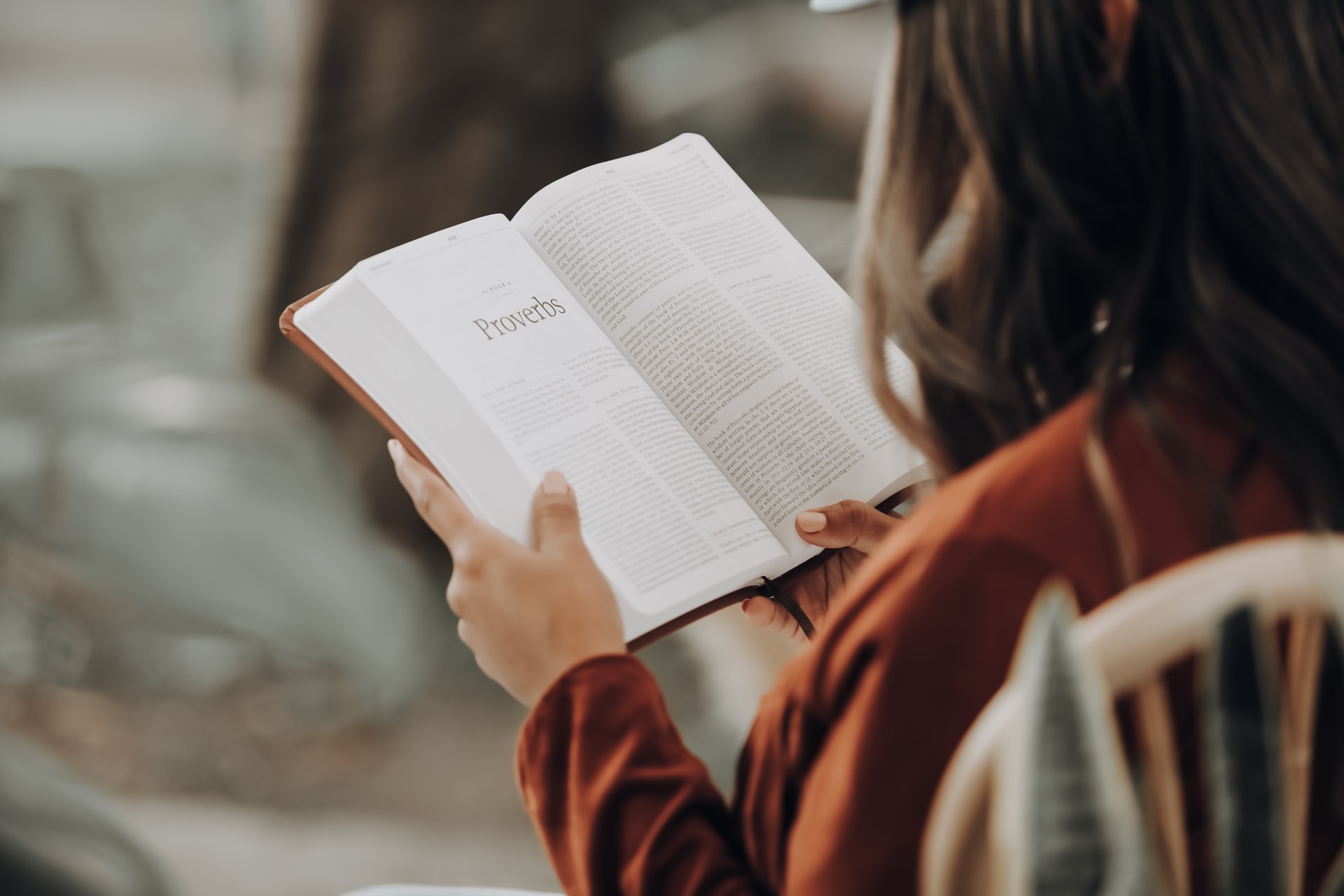 A woman studying the Bible